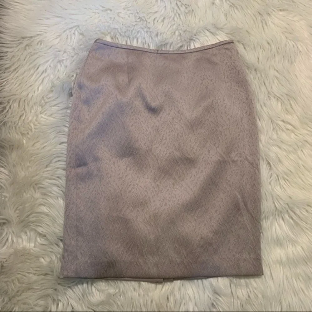 Nipon Boutiqe Women's Size 8 Petite Pencil Skirt Textured Light Gray Sheen Lined